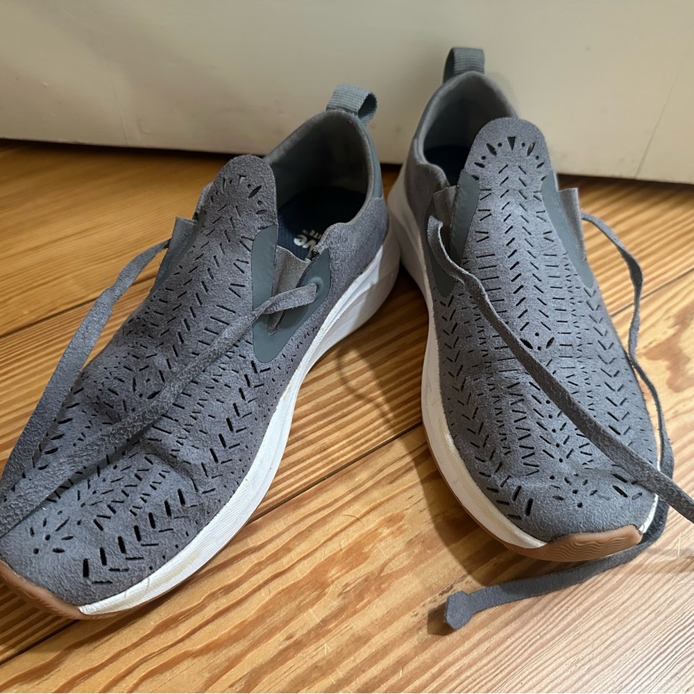 Native Shoes Gray Slip-On Sneakers with Woven Pattern